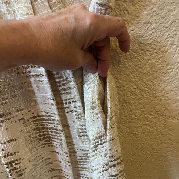 Shoshana A-line Cocktail Dress Sz 4 Cream Metallic Gold Threads Lined Cap Sleeve - Picture 4 of 11